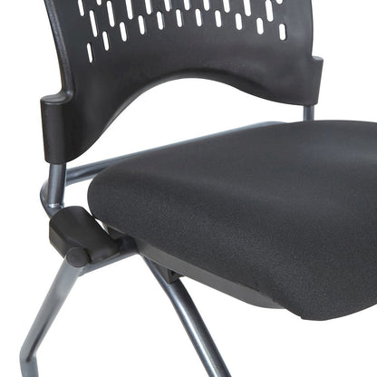 Black Foldable Office Chair, Set of 2 – Armless Reception and Conference Seating