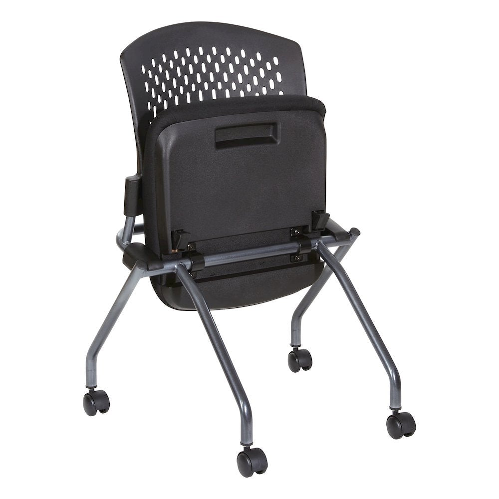 Black Foldable Office Chair, Set of 2 – Armless Reception and Conference Seating