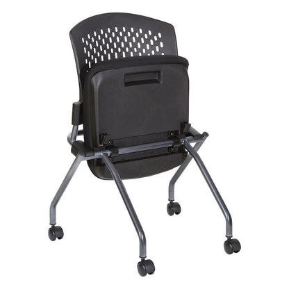 Black Foldable Office Chair, Set of 2 – Armless Reception and Conference Seating
