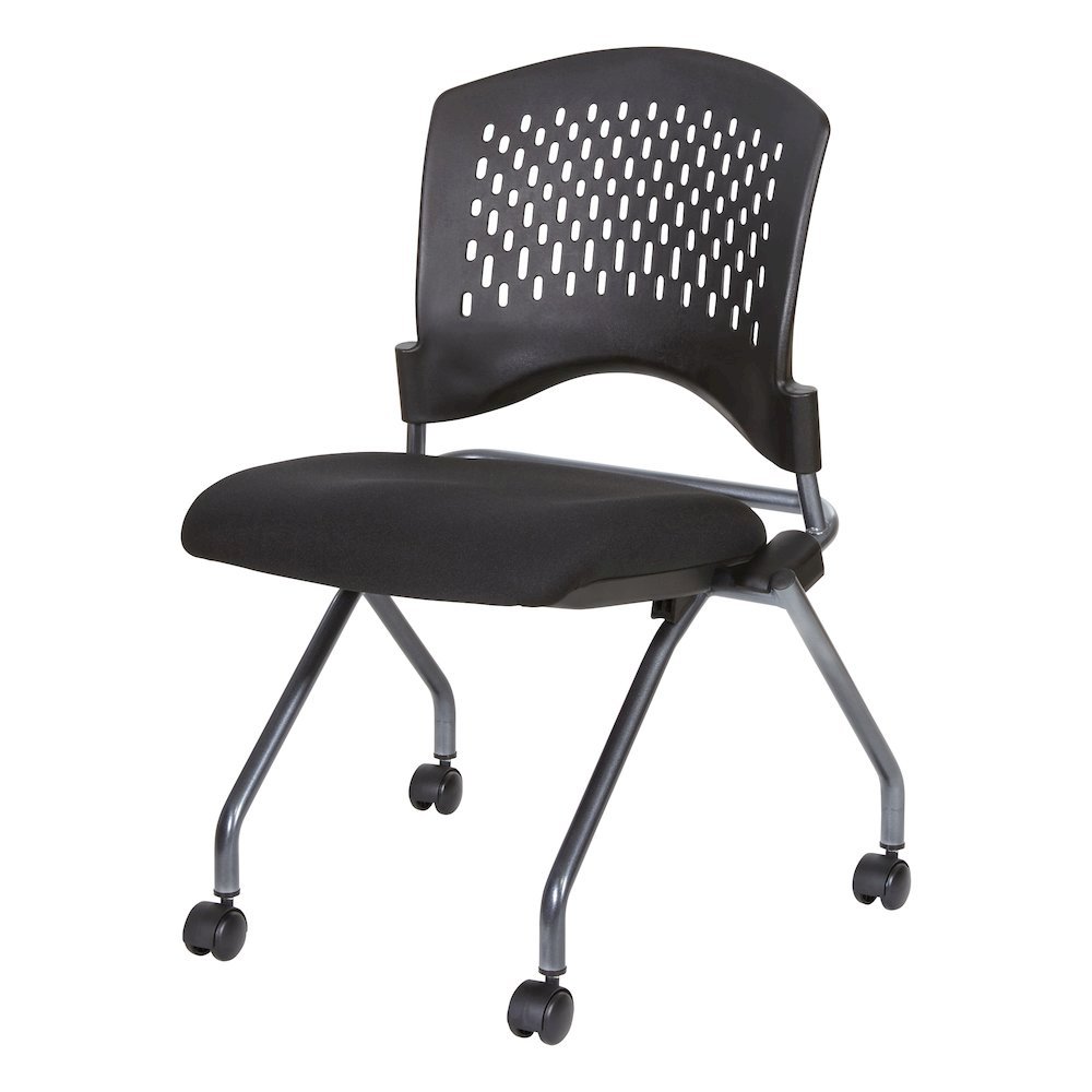 Black Foldable Office Chair, Set of 2 – Armless Reception and Conference Seating