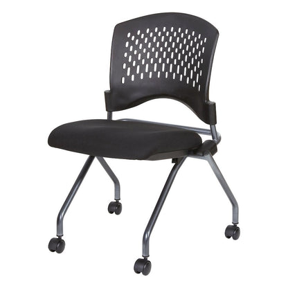 Black Foldable Office Chair, Set of 2 – Armless Reception and Conference Seating