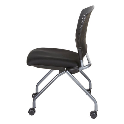 Black Foldable Office Chair, Set of 2 – Armless Reception and Conference Seating