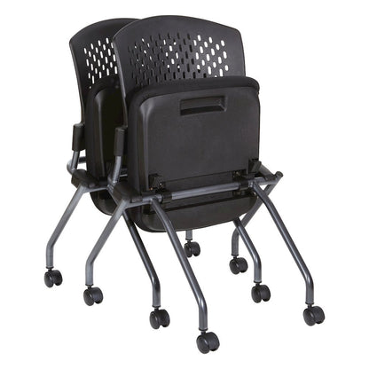 Black Foldable Office Chair, Set of 2 – Armless Reception and Conference Seating
