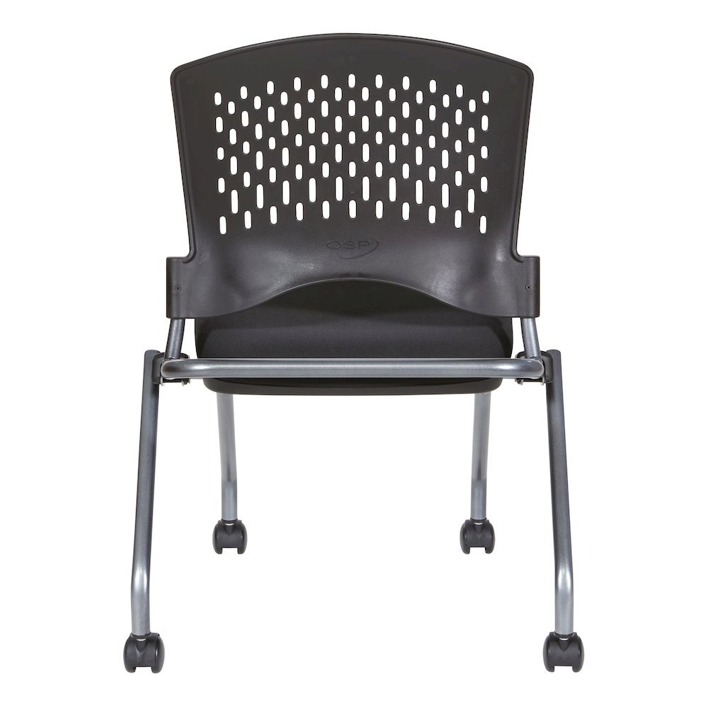 Black Foldable Office Chair, Set of 2 – Armless Reception and Conference Seating
