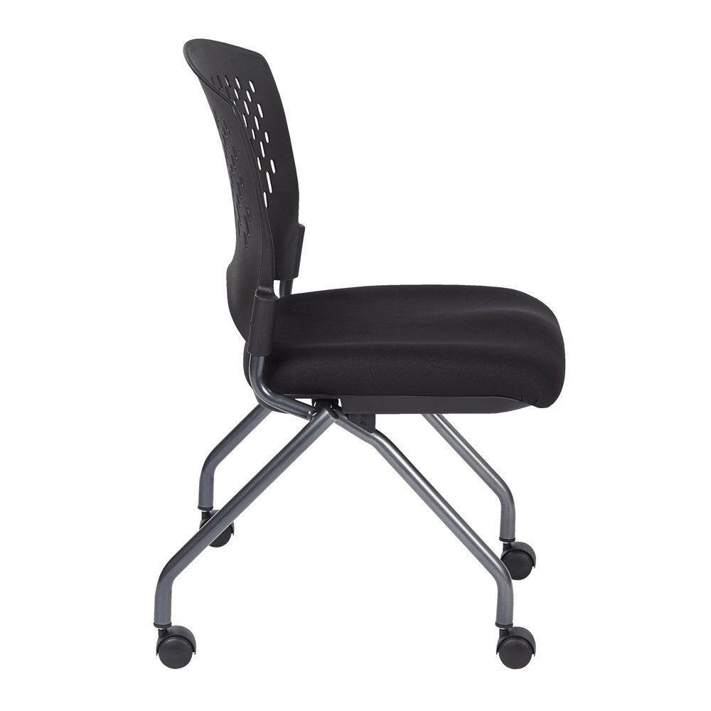 Black Foldable Office Chair, Set of 2 – Armless Reception and Conference Seating