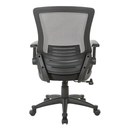 High-Back Office Chair – Black Mesh Desk Chair With Flip-Up Armrests