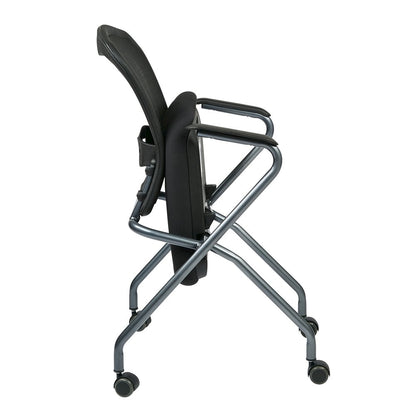 Black Foldable Office Chair, Set of 2 – Reception and Conference Room Seating