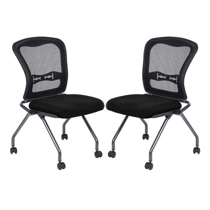 Black Folding Office Chair – Foldable Reception Chair for Conferences, Set of 2