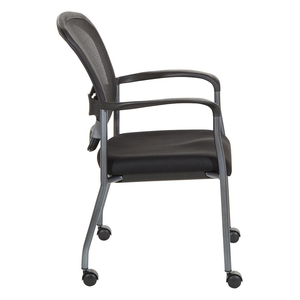 Black Guest Chair With Arms – Stackable Chair With Wheels for Offices
