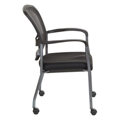 Black Guest Chair With Arms – Stackable Chair With Wheels for Offices