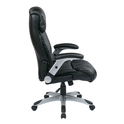 Black Leather Office Chair – Executive High Back Chair With Lumbar Support