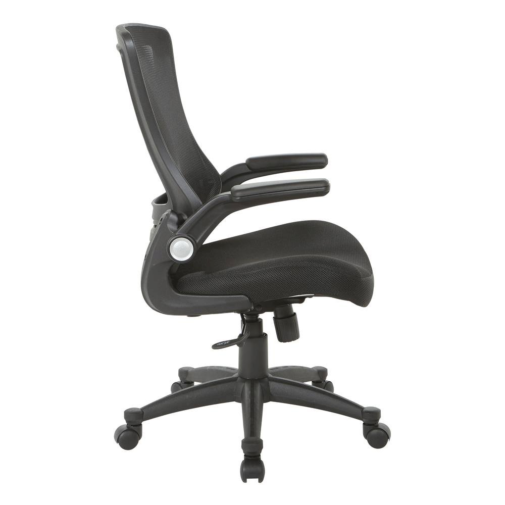 High-Back Office Chair – Black Mesh Desk Chair With Flip-Up Armrests
