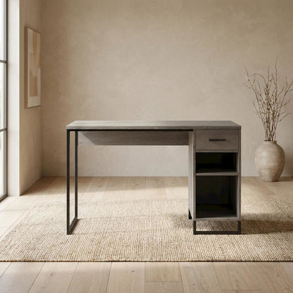 Wooden Desk with Hutch in Natural Finish for Home Office