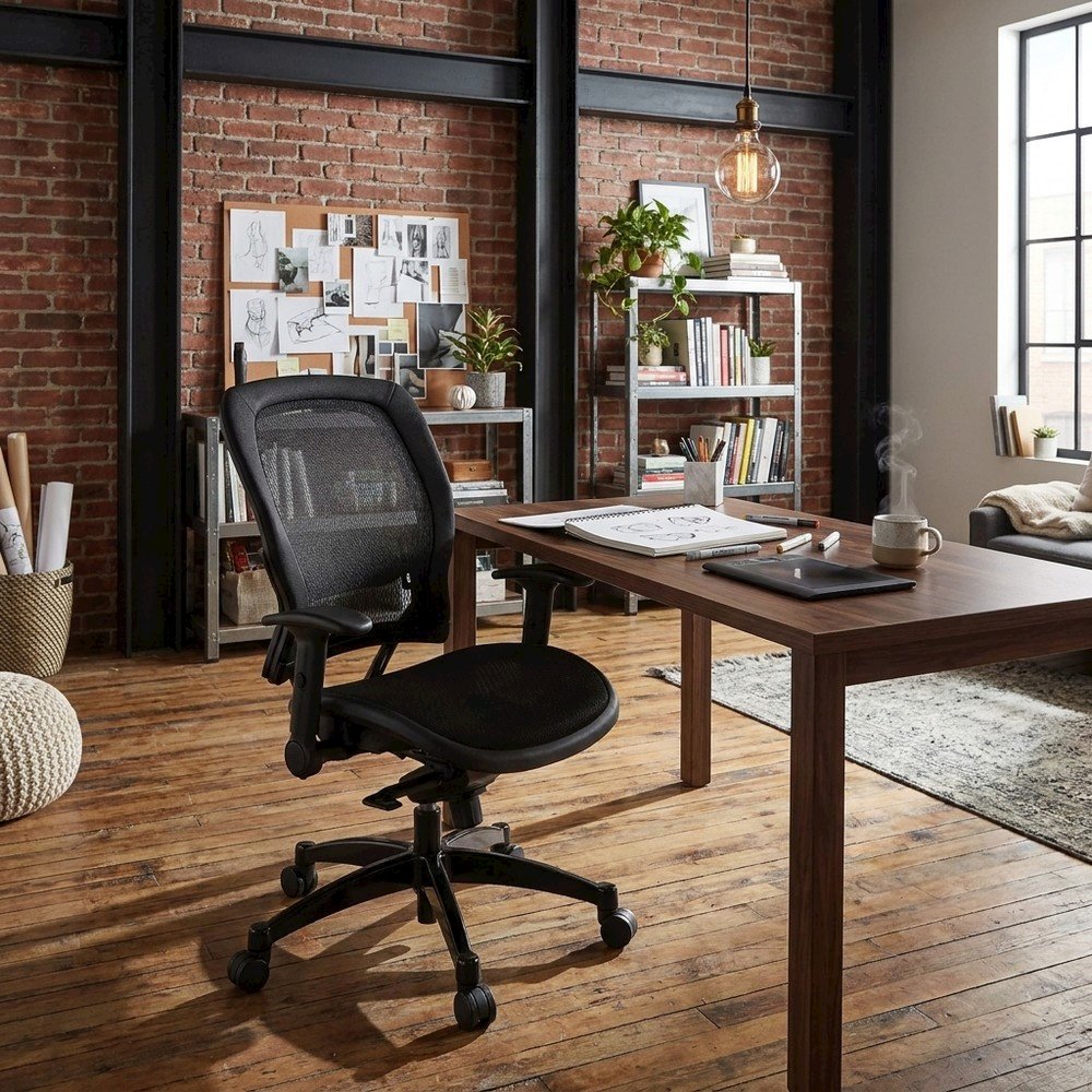 Breathable Mesh Mid-Back Ergonomic Desk Chair with Padded Seat, Black