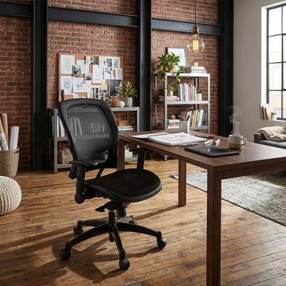 Breathable Mesh Mid-Back Ergonomic Desk Chair with Padded Seat, Black