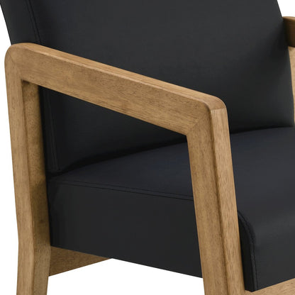 Back Faux Leather with Medium Oak Finish Visitor’s Chair with Memory Foam Seat