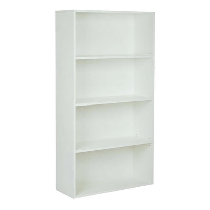 White Laminate and Metal Bookcase with Adjustable Shelves for Storage