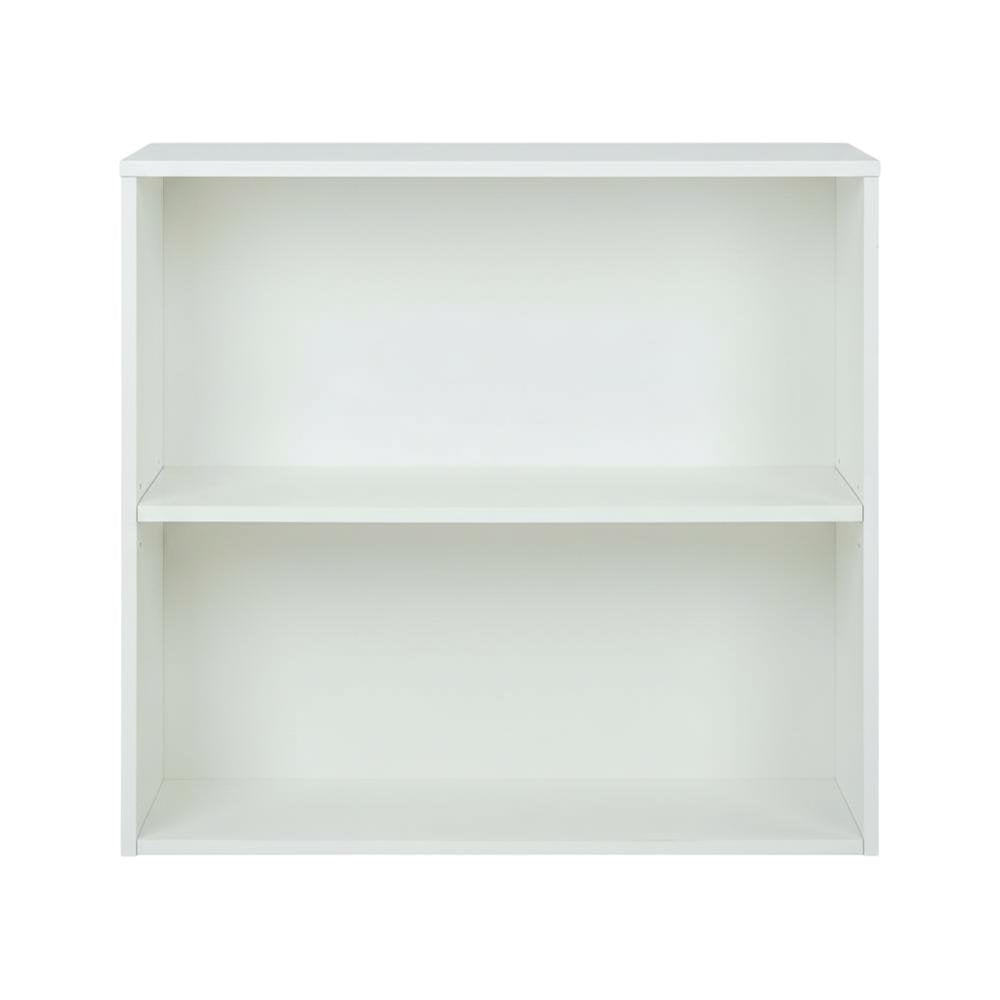 White 2-Shelf Bookcase with Laminate and Metal Construction for Home Storage
