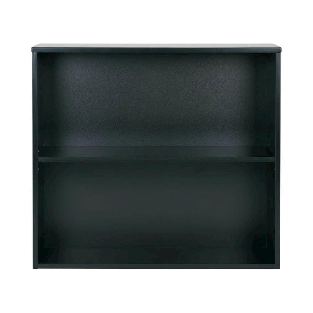 Black 2-Shelf Bookcase with Metal Frame and Laminate Shelves