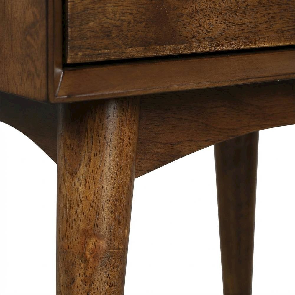 Walnut Accent Table With Drawer For Living Room And Office Spaces