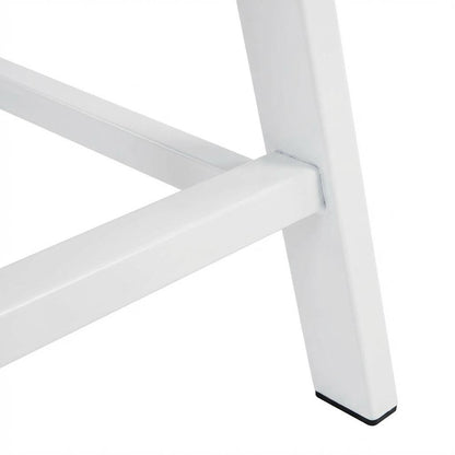 White Glass Top Office Desk With Iron Frame For Modern Workspace