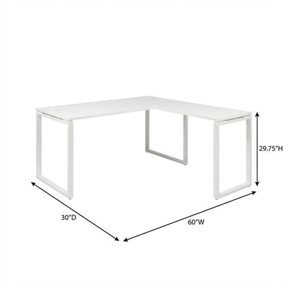 White L-Shape Workstation with Steel Frame and Particle Board Surface