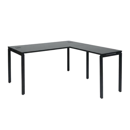 Black L-Shape Computer Workstation with Steel and Particle Board Components