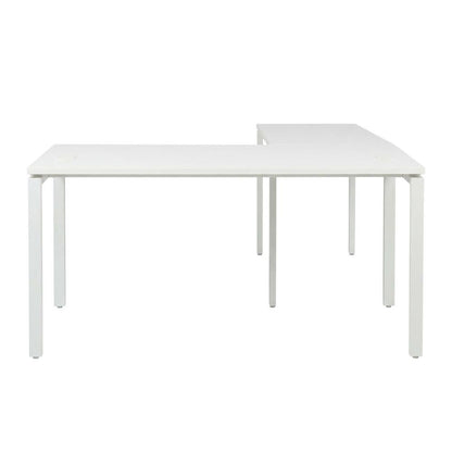 White L-Shape Workstation with Steel Frame and Particle Board Surface