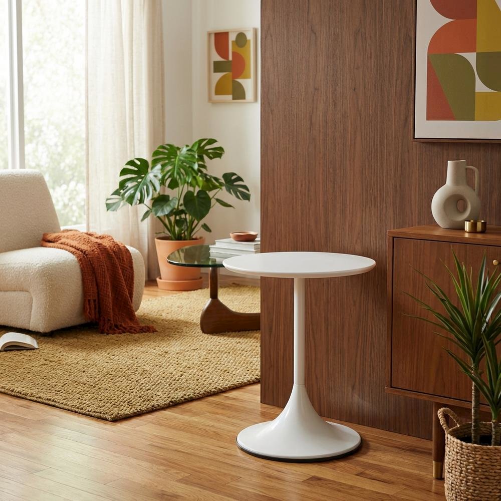 White, Side Table, Quality Build, Durable Wood Frame