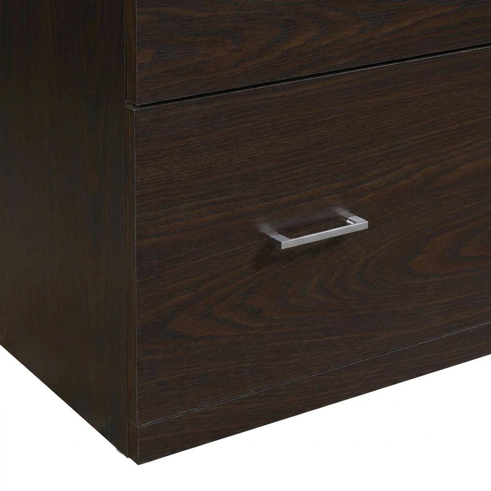 Brown Engineered Wood Wide Two-Drawer Lateral File Cabinet Office