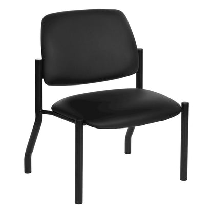 Big & Tall Armless Guest Chair in Dillon Black Fabric with Black Metal Frame