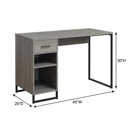 Wooden Desk with Hutch in Natural Finish for Home Office