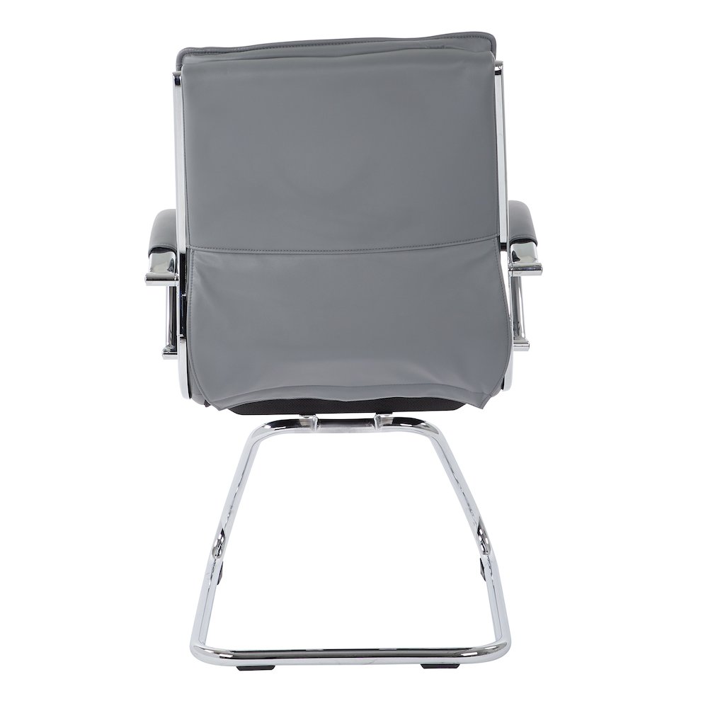 Guest Faux Leather Chair with Chrome Base and Includes Removable Arm Sleeves