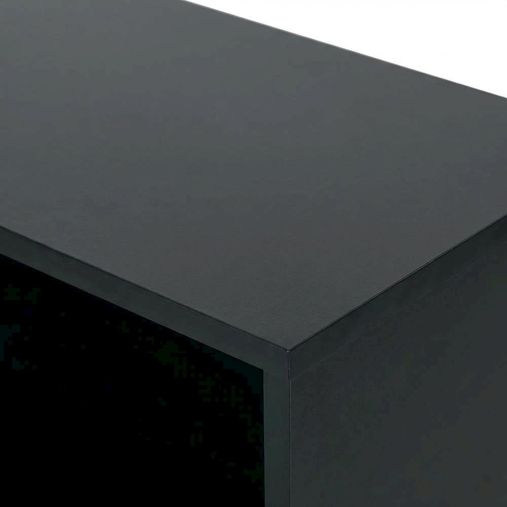 Black 2-Shelf Bookcase with Metal Frame and Laminate Shelves