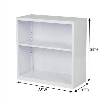 White steel bookcase with durable construction and clean design for home storage