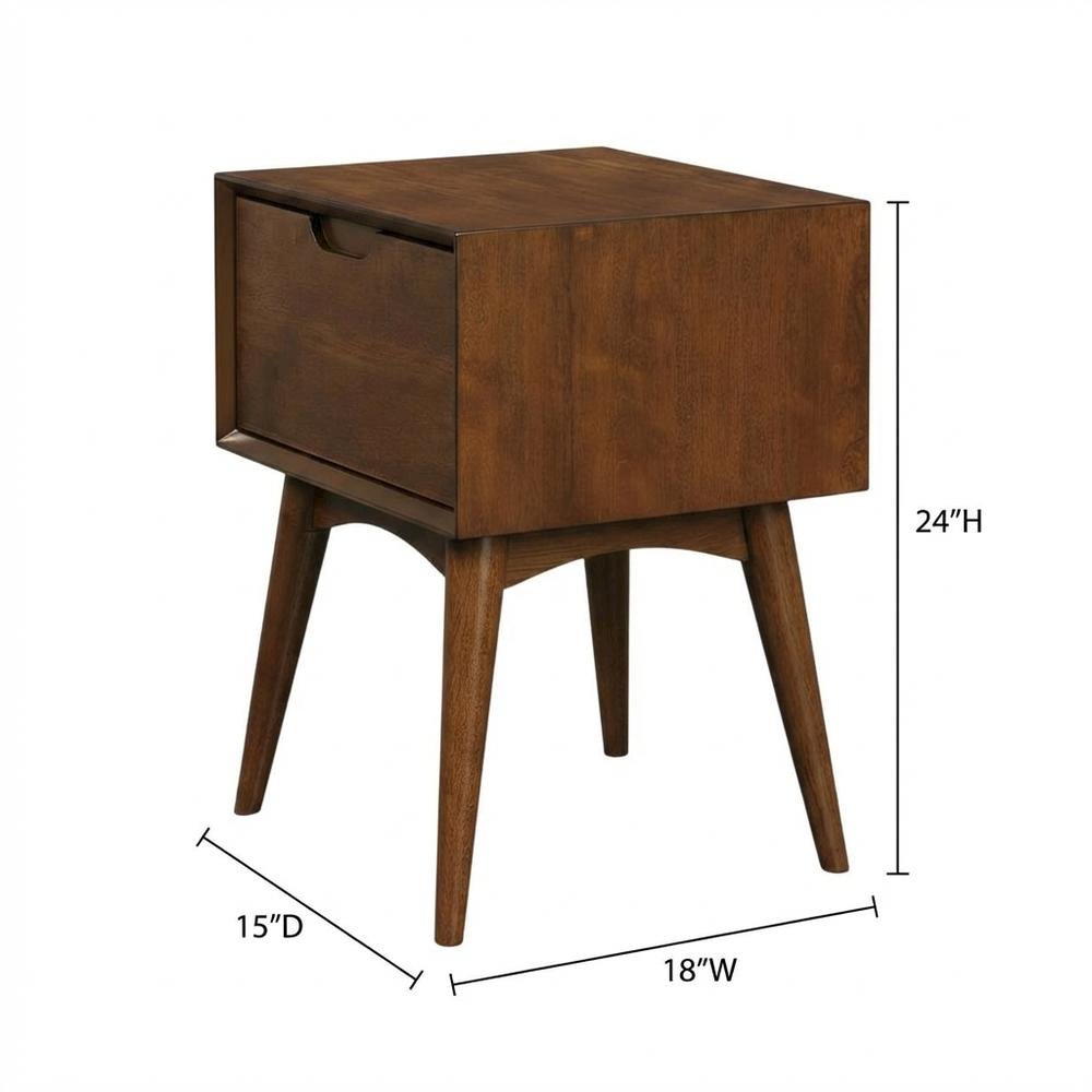Walnut Accent Table With Drawer For Living Room And Office Spaces