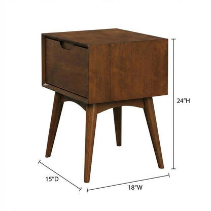 Walnut Accent Table With Drawer For Living Room And Office Spaces