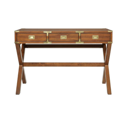 Wooden Office Desk With Power Outlets In Toasted Wheat Finish