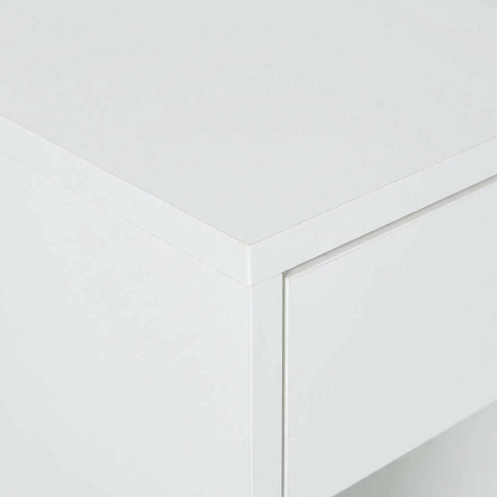 White Finish 40-Inch Office Desk With Steel Frame And Ample Workspace