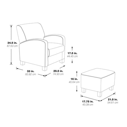 Aiden Chair & Ottoman Cocoa Faux Leather with Medium Espresso Legs, ADN-PD24