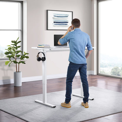 Primo 48"W Sit to Stand Electric Height Adjustable Desk in White Finish