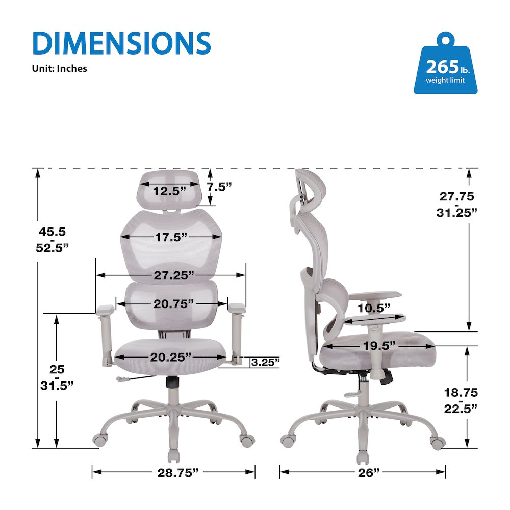 Grey Mesh Back with Grey Fabric Seat Manager’s Chair,Height Adjustable Arms