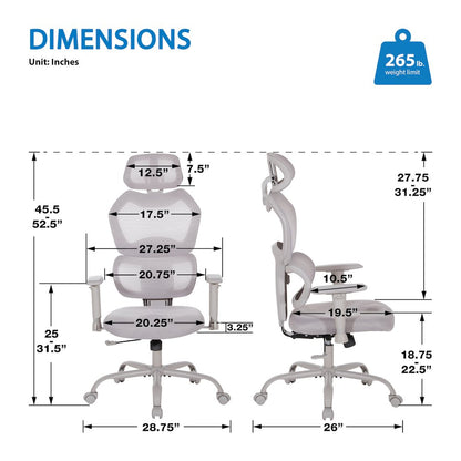 Grey Mesh Back with Grey Fabric Seat Manager’s Chair,Height Adjustable Arms