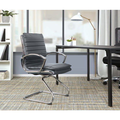 Guest Faux Leather Chair with Chrome Base and Includes Removable Arm Sleeves