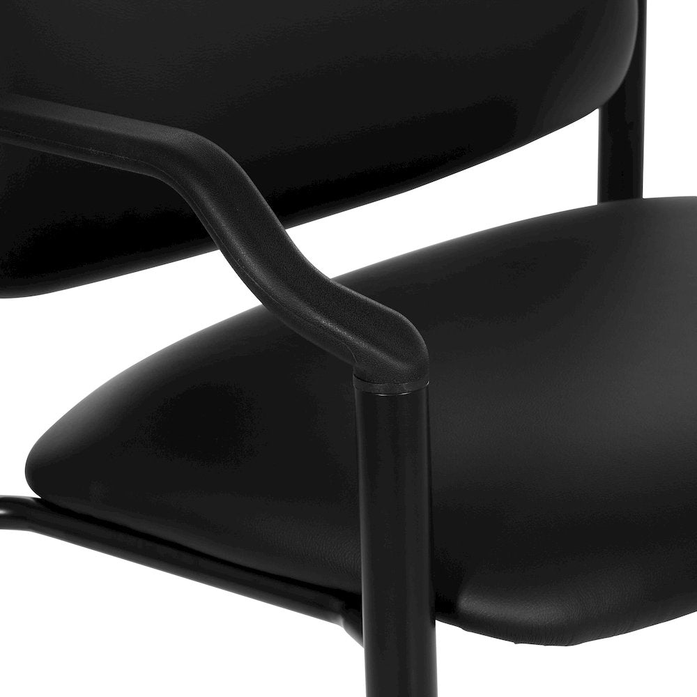 Big & Tall Guest Chair in Dillon Black Fabric with PU Arms and Black Metal Frame