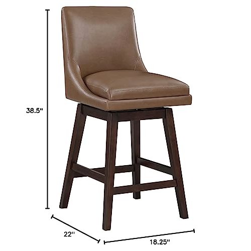 Allingham 26" Swivel Counter Stool with Dark Walnut Legs in Molasses Faux Leather