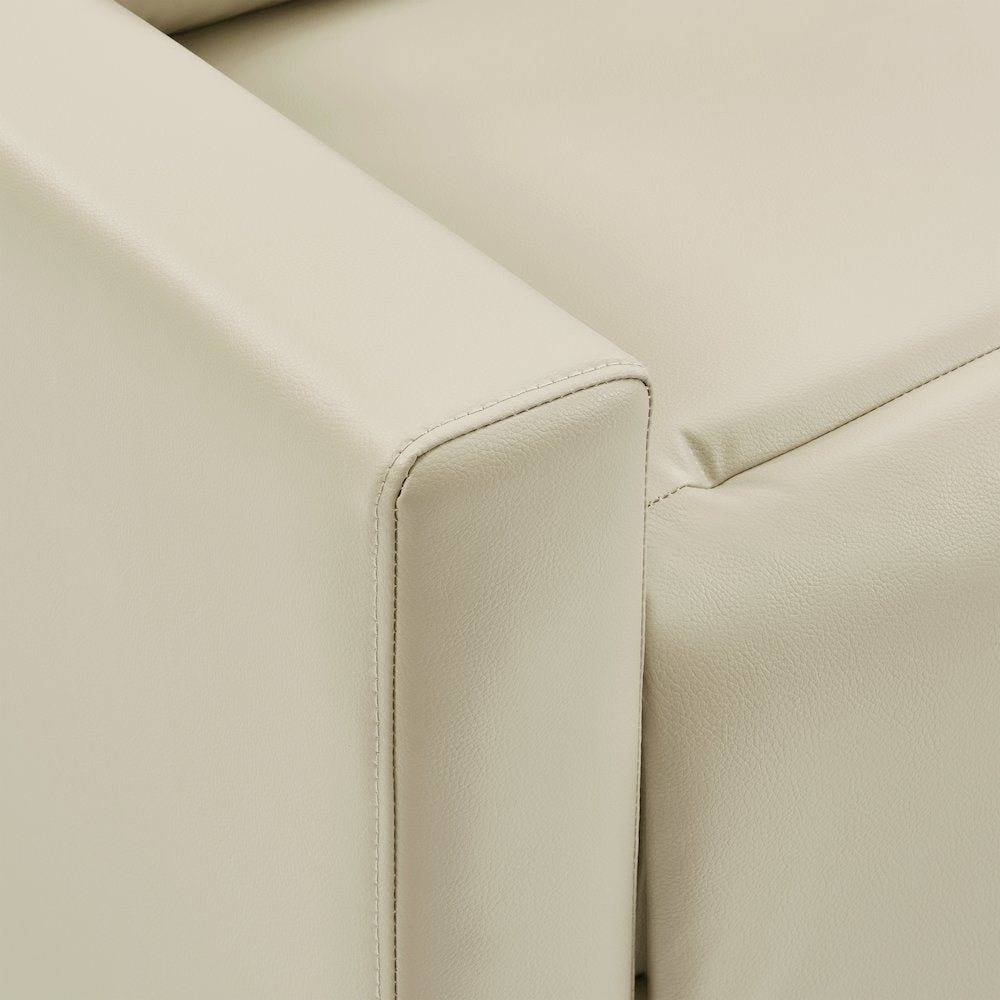 Vincent Pushback Recliner in Faux Leather Taupe Fabric