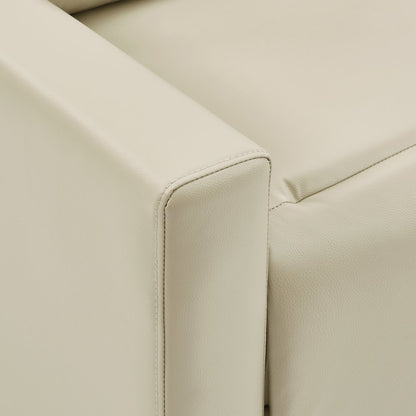Vincent Pushback Recliner in Faux Leather Taupe Fabric