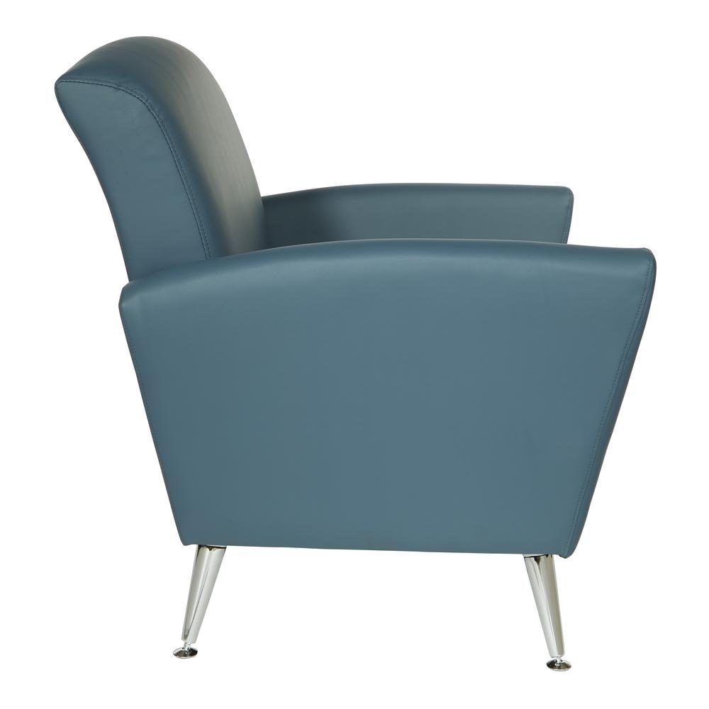 Club Chair in Dillon Blue Bonded Leather with Chrome Legs KD, SL50551-R105