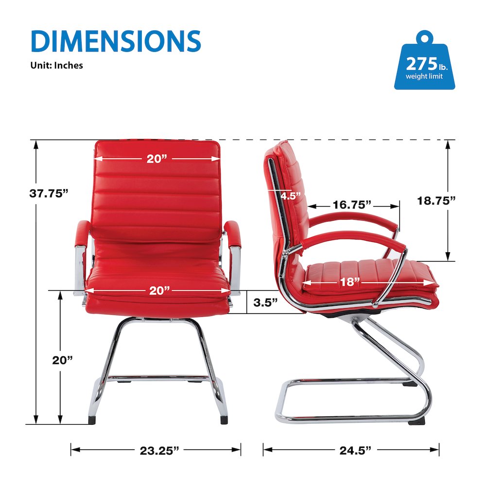 Guest Faux Leather Chair with Chrome Base and Includes Removable Arm Sleeves